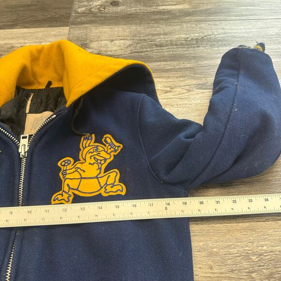 Vintage 70s Copley Cheerleader Logo Patch Blue Women M Wool Blend Varsity Jacket - Picture 7 of 9